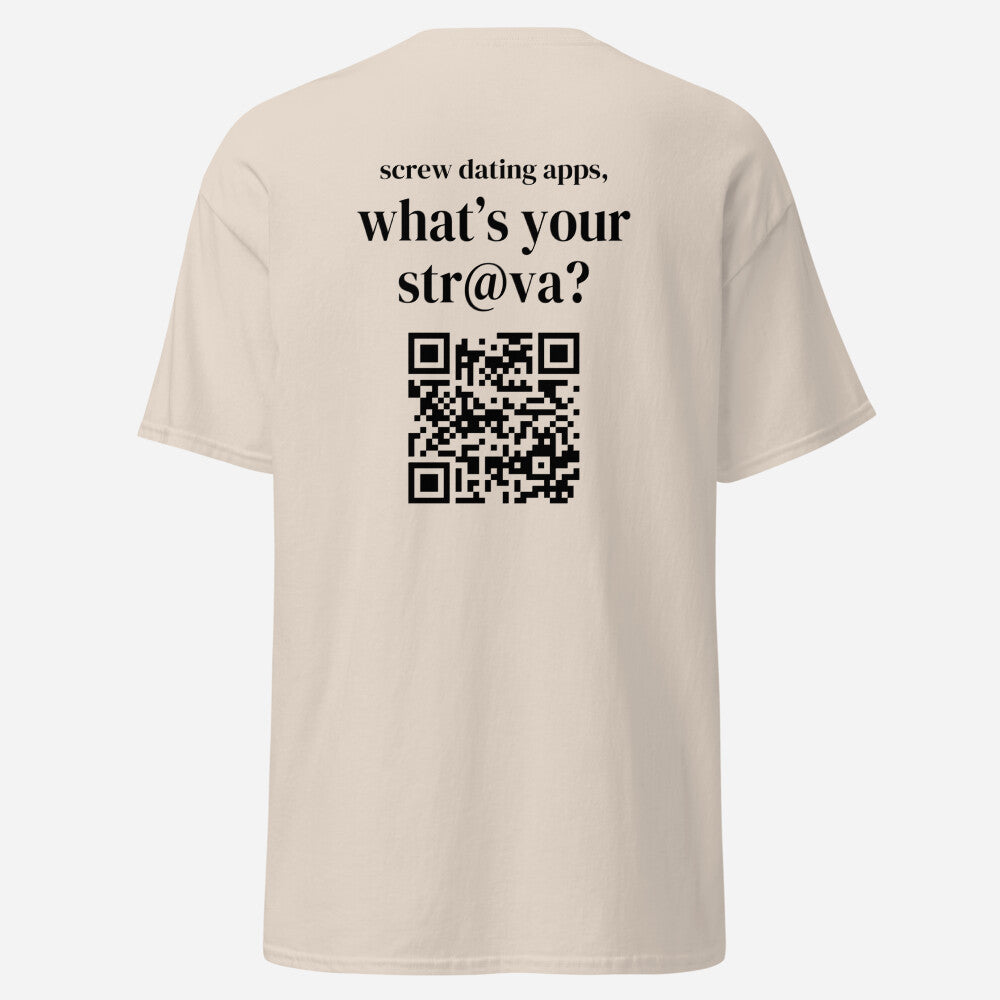 Running Through It Tee - What’s Your Str@va? (QR Code)