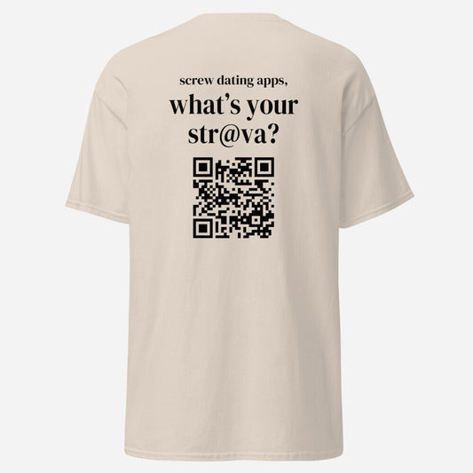 Running Through It Tee - What’s Your Str@va? (QR Code)