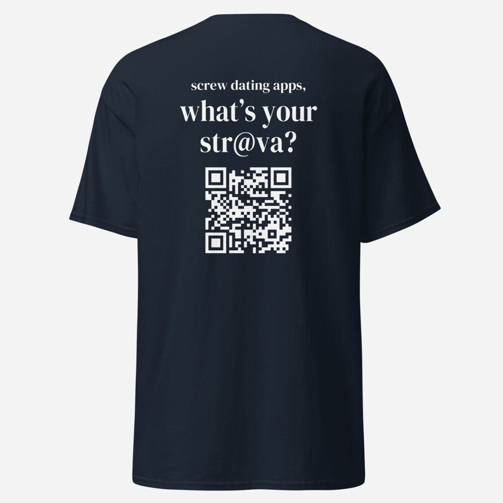 Running Through It Tee - What’s Your Str@va? (QR Code)